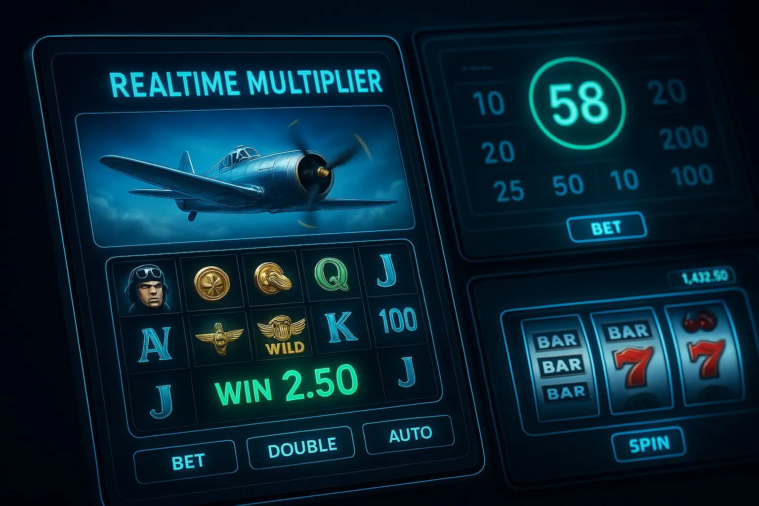 Aviator a další hry BetX Koláž Aviatoru a dalších her v nabídce BetX