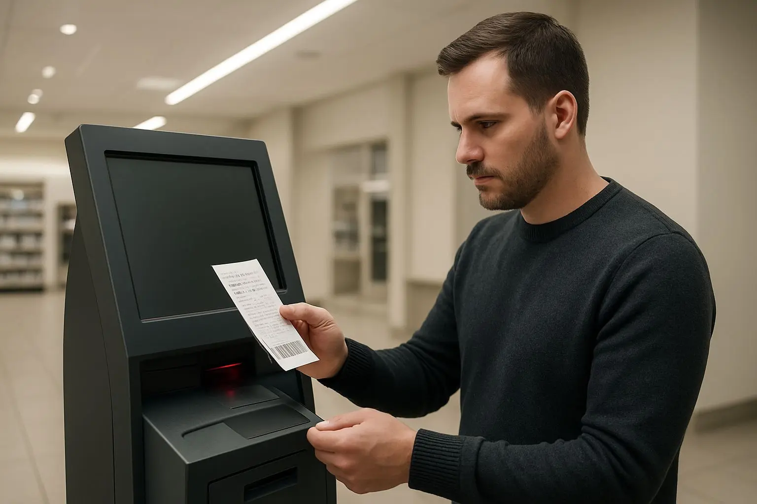 Hráč kontroluje papírový tiket Keno na terminálu