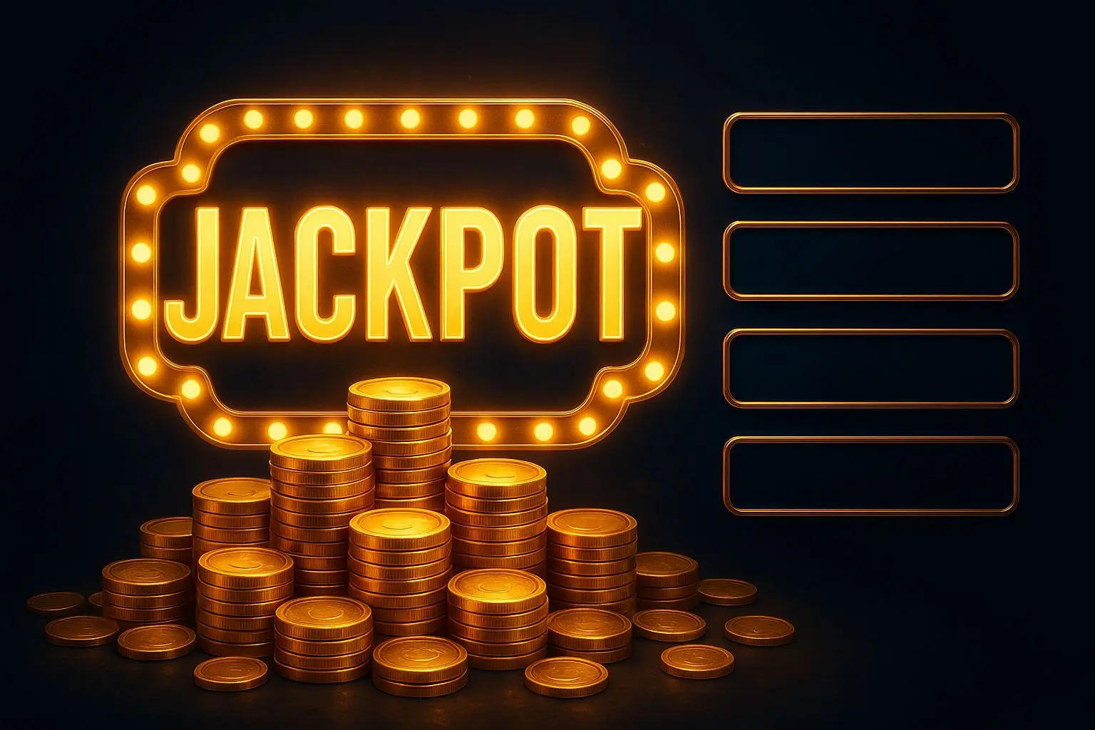 Vizuál jackpotových automatů se zlatými mincemi a úrovněmi jackpotu