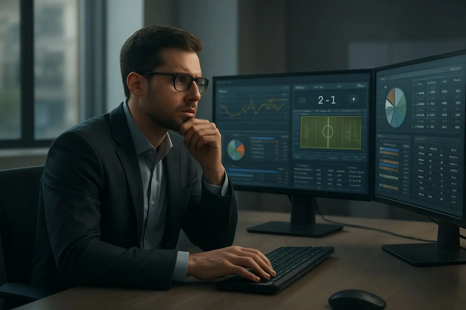 Analytik sportovních dat u počítače s přehledem statistik