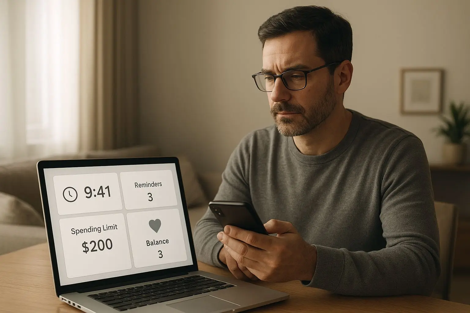 Hráč sleduje limity a čas při bezpečném online hraní